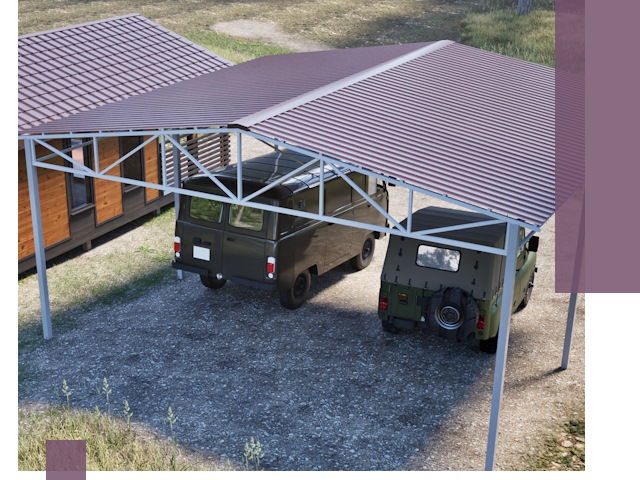 Двускатные навесы под ключ в Сарове — изготовление и монтаж